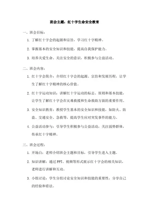 红十字生命安全教育主题班会