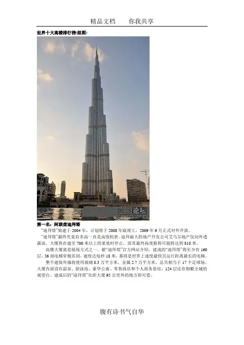世界十大高楼排行榜