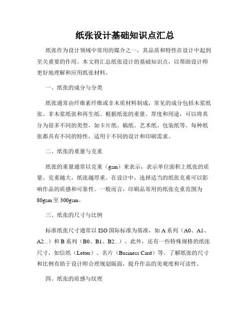 纸张设计基础知识点汇总