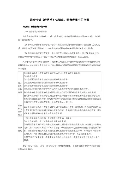 注会考试《经济法》知识点经营者集中的申报