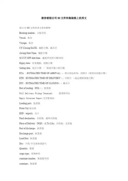 教你看船公司SO文件和集装箱上的英文