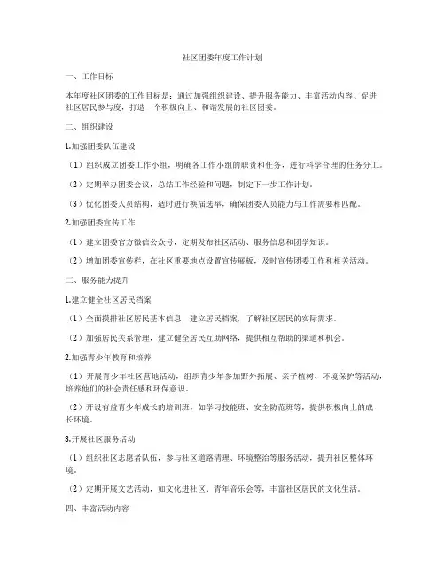 社区团委年度工作计划
