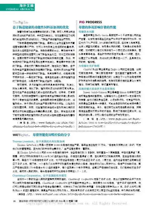 母猪的体况影响仔猪的性能