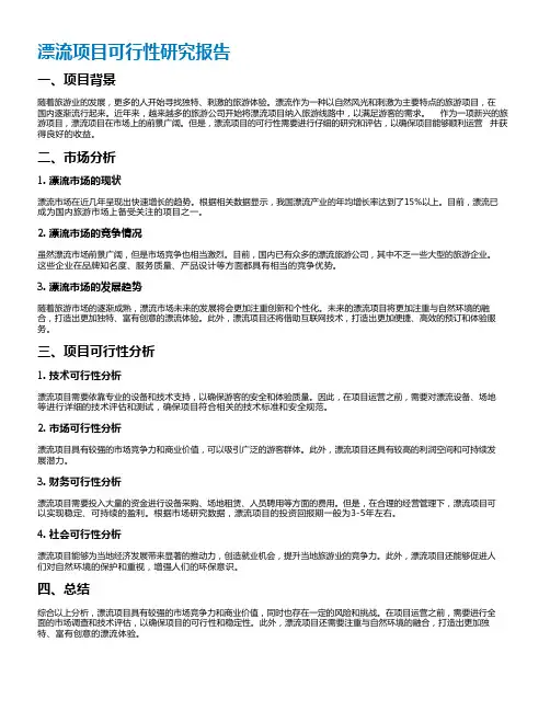 漂流项目可行性研究报告
