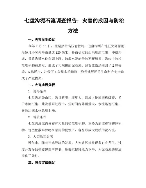 七盘沟泥石流调查报告：灾害的成因与防治方法
