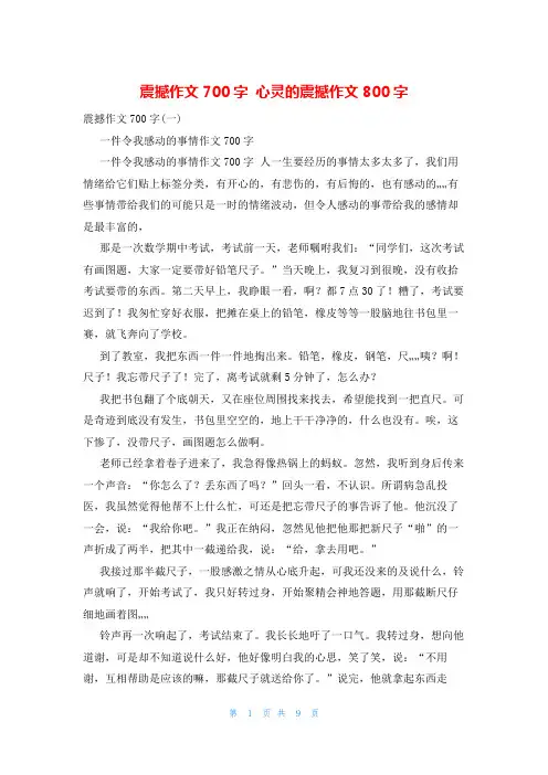 震撼作文700字 心灵的震撼作文800字