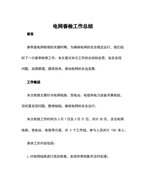 电网春检工作总结