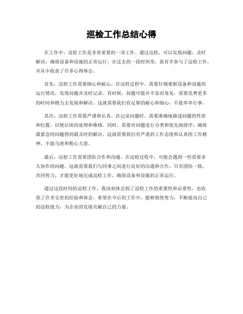 巡检工作总结心得