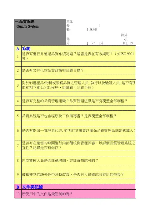 供应商自评表
