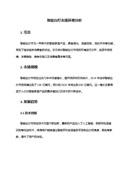 2024年智控台灯市场环境分析