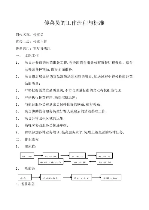传菜员的工作流程与标准
