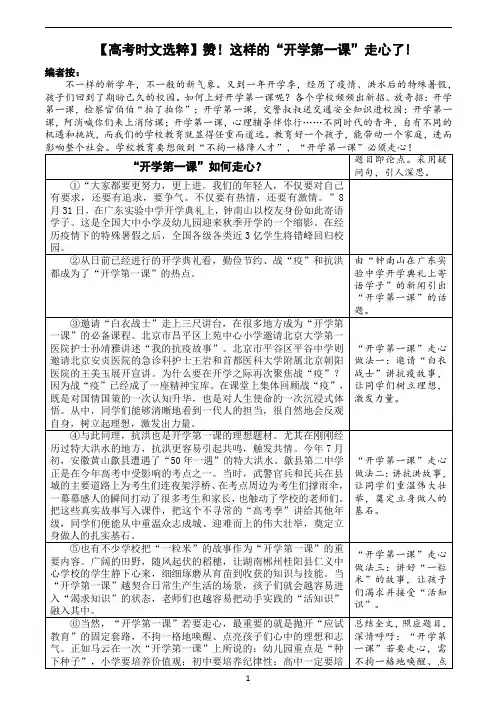 2021 高考时文选粹 考前必备 赞!这样的“开学第一课”走心了!