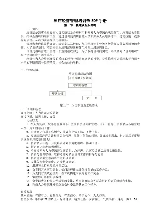 酒店经营管理培训部SOP手册之6