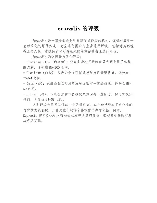 ecovadis的评级