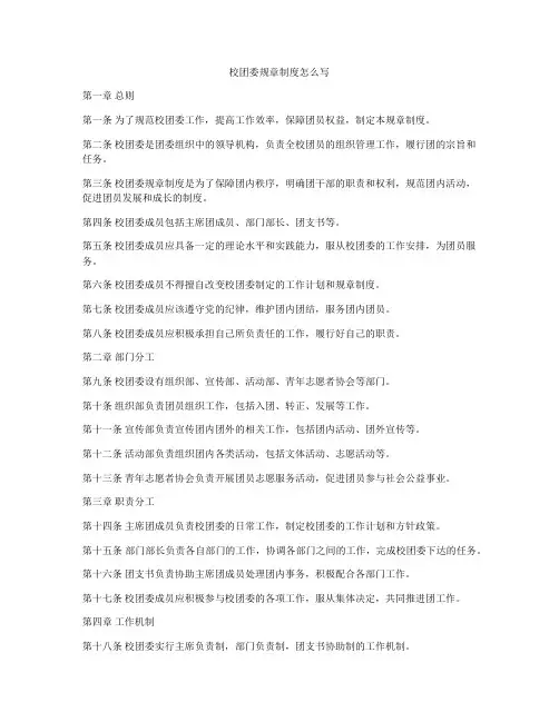 校团委规章制度怎么写