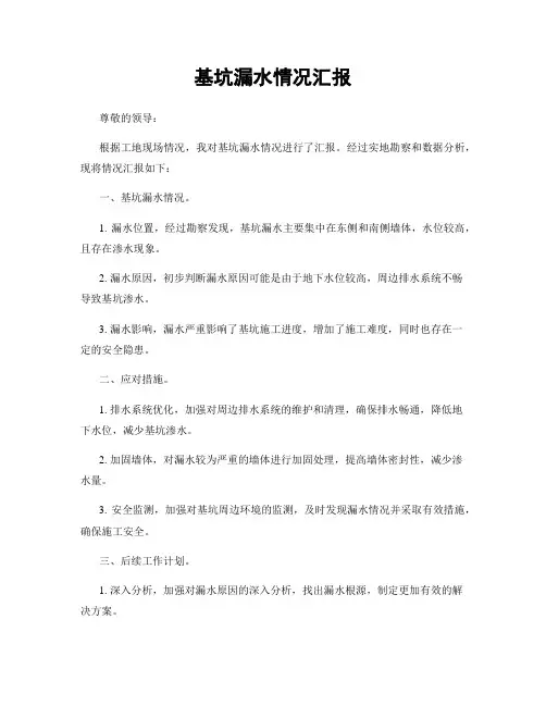 基坑漏水情况汇报