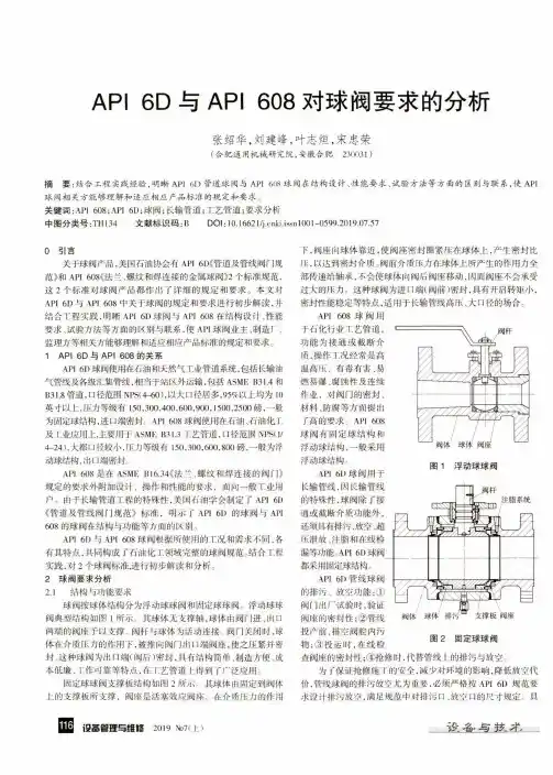 API 6D与API 608对球阀要求的分析