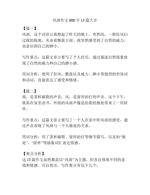 风雨作文600字13篇大全