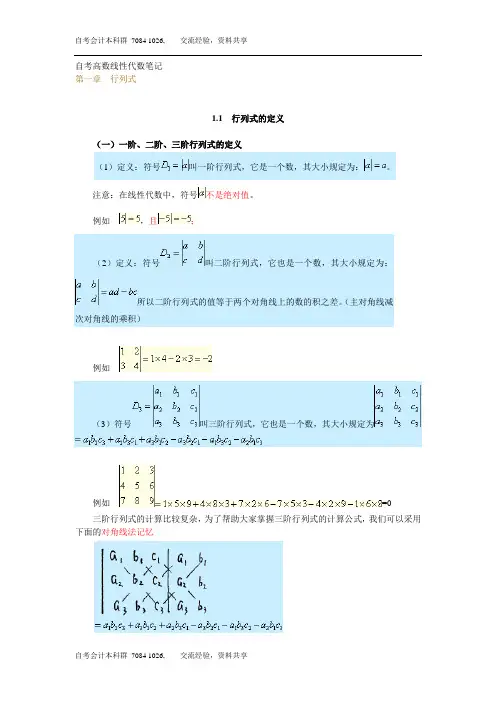 自考本科线性代数(经管类)知识汇总(红字重点)