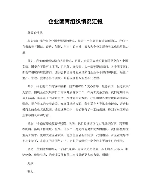 企业团青组织情况汇报