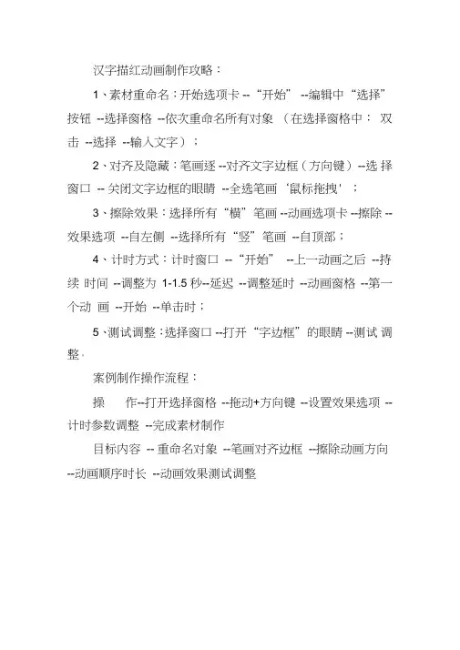汉字描红动画制作攻略及案例制作操作流程