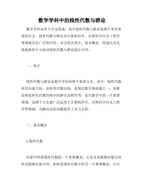 数学学科中的线性代数与群论