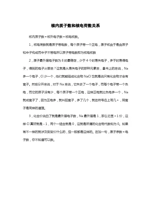核内质子数和核电荷数关系