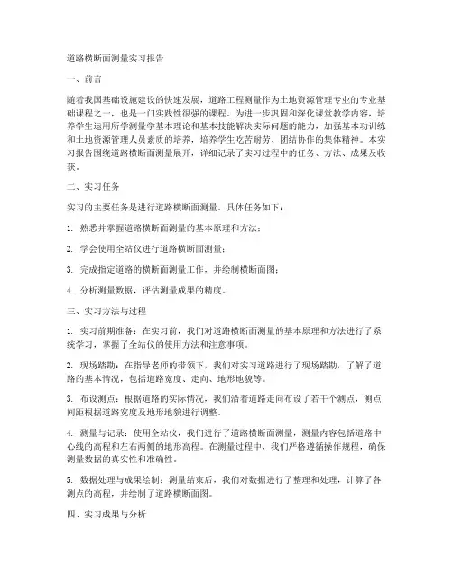 道路横断面测量实习报告