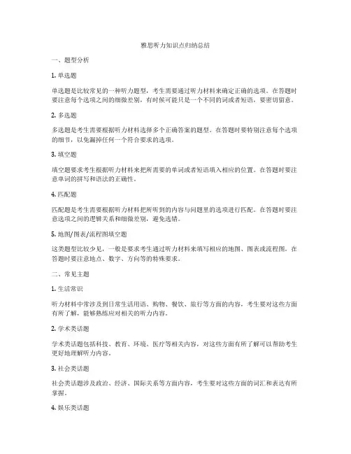 雅思听力知识点归纳总结