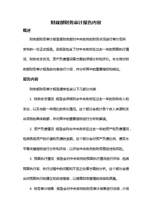 财政部财务审计报告内容
