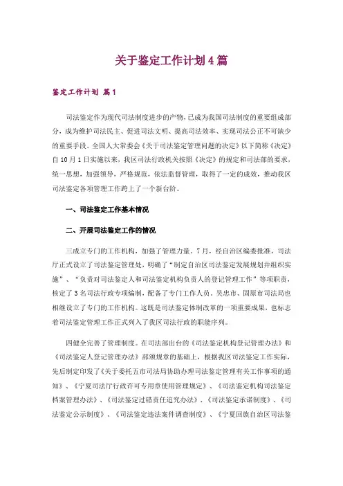 关于鉴定工作计划4篇