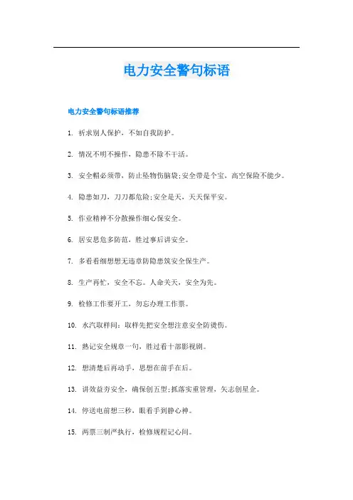 电力安全警句标语