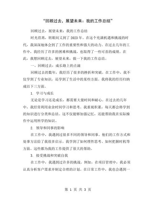“回顾过去,展望未来：我的工作总结”