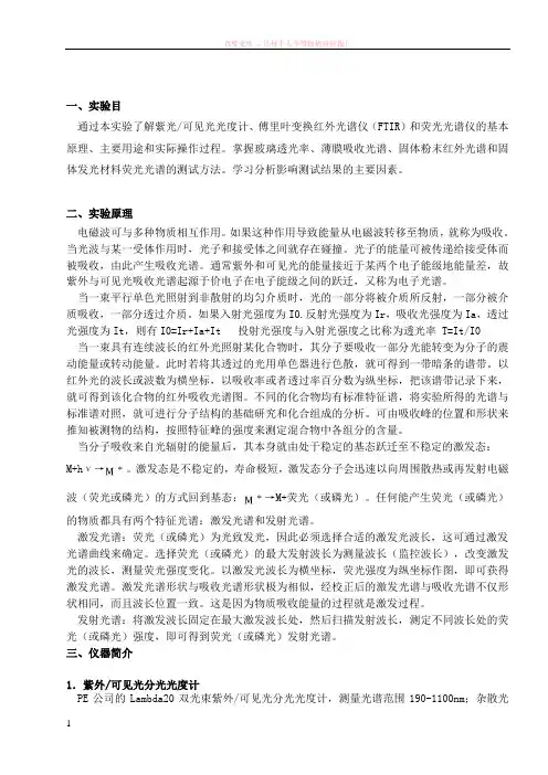 光谱分析实验报告