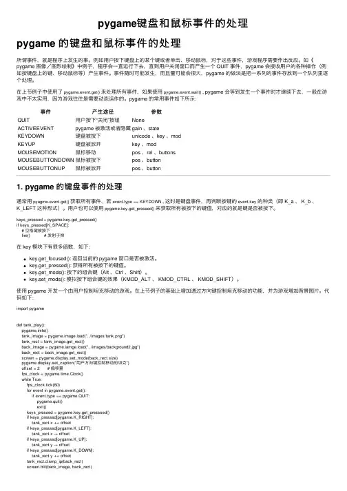 pygame键盘和鼠标事件的处理