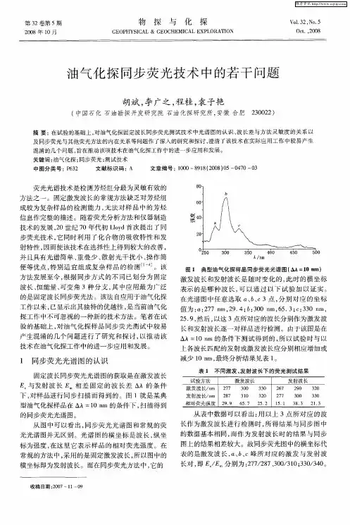油气化探同步荧光技术中的若干问题