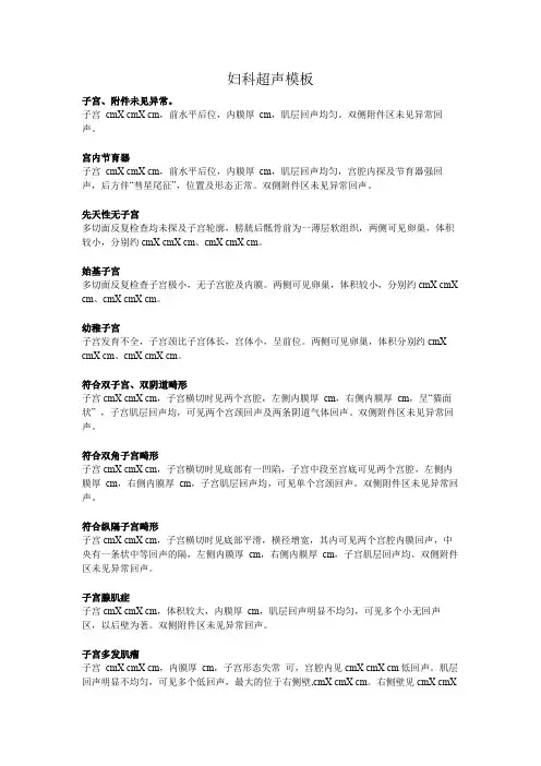 妇科超声模板