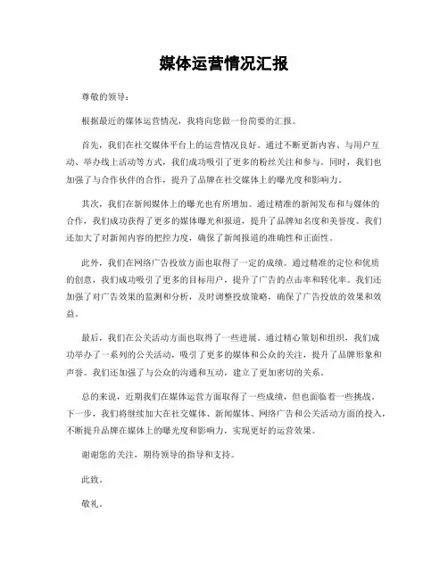媒体运营情况汇报