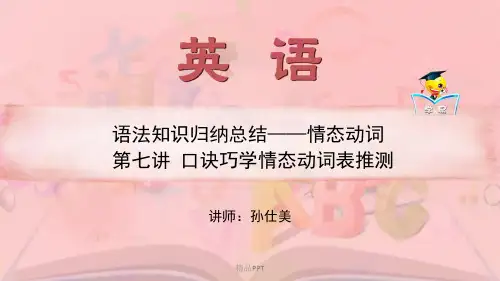 情态动词+第七讲：口诀巧学情态动词表推测课件--名师微课堂(自制)
