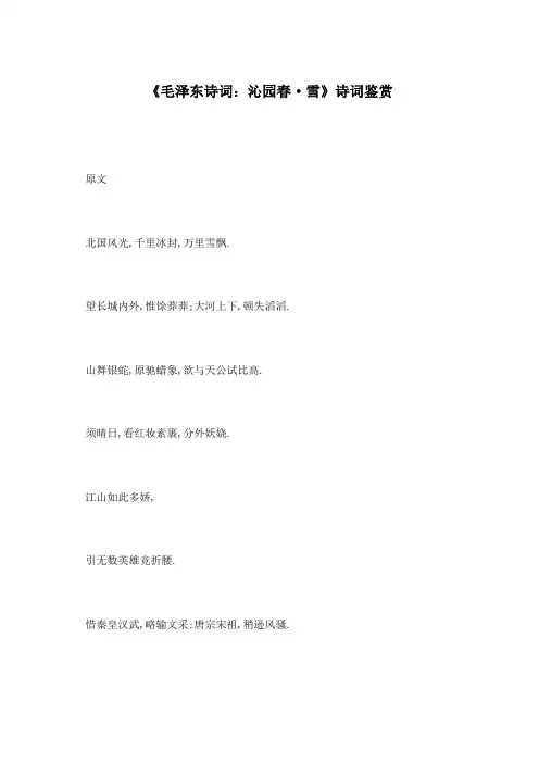 《毛泽东诗词：沁园春·雪》诗词鉴赏