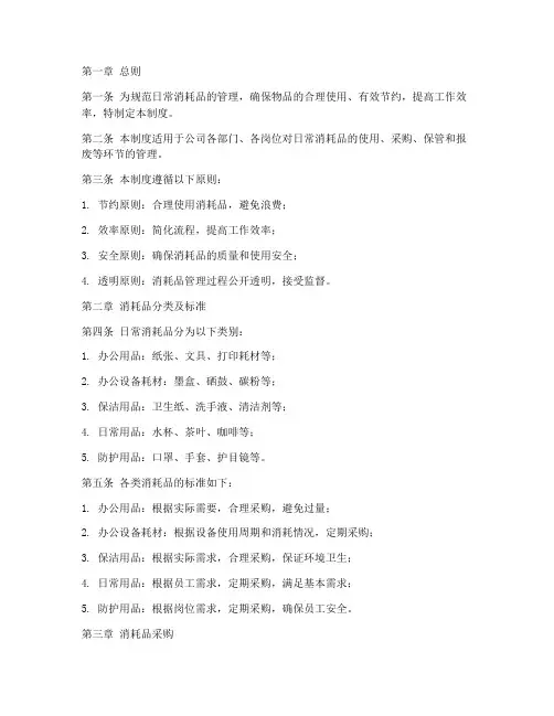 日常消耗品物品管理制度