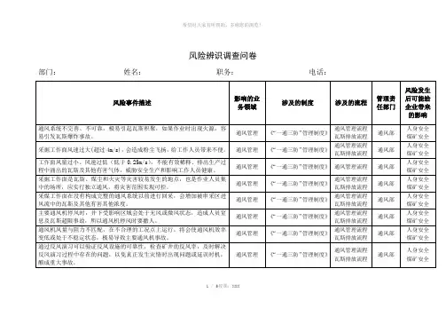 通风部风险辨识调查问卷
