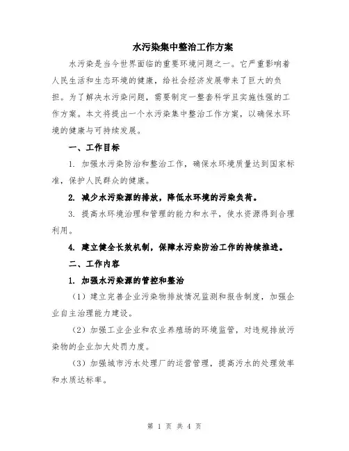 水污染集中整治工作方案