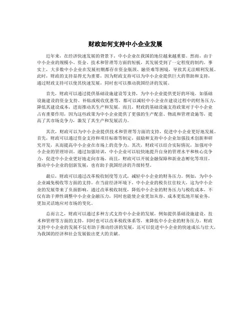 财政如何支持中小企业发展