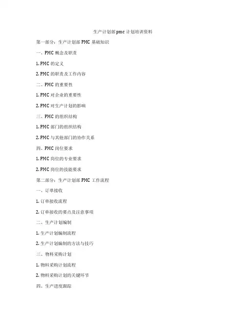 生产计划部pmc计划培训资料