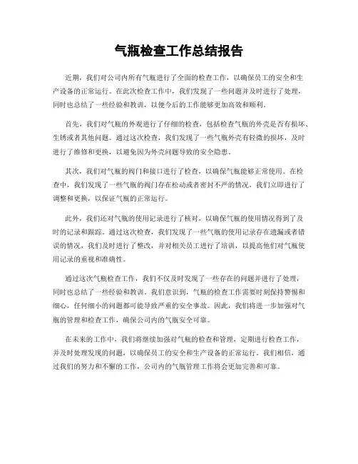 气瓶检查工作总结报告