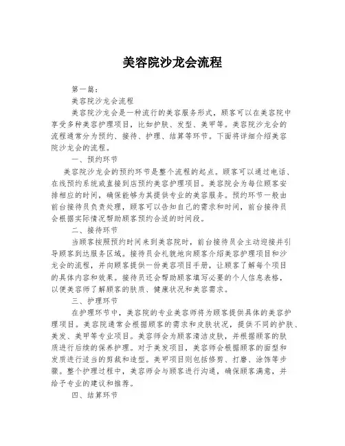 2023年关于1美容院沙龙会流程