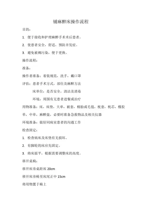 铺麻醉床操作流程