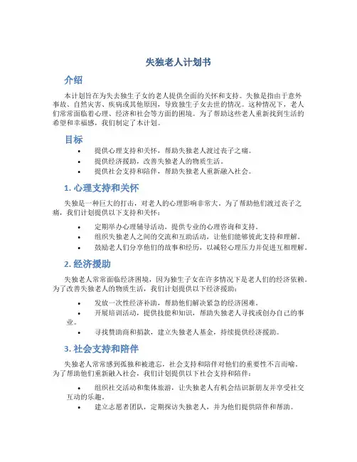 失独老人计划书