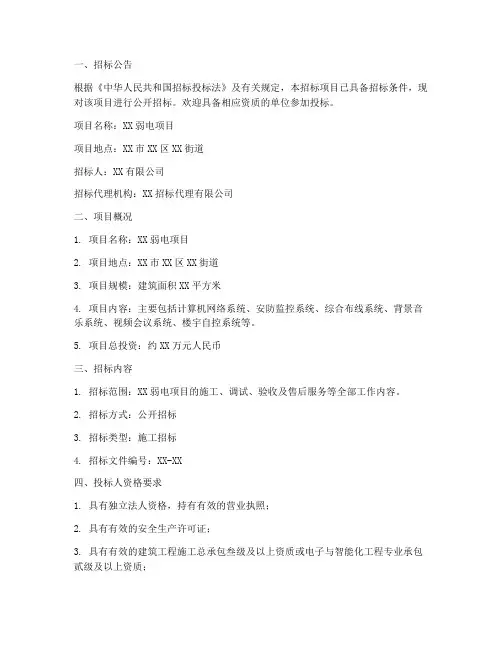 弱电项目招标文件范本